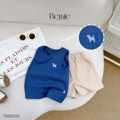 Áo thun áo ba lỗ cho bé trai thun cotton bozip thêu cún dễ thương size 1 đến 7 tuổi BERNIE T0225A24