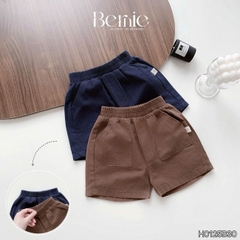 Set bộ sơ mi tay ngắn thêu gấu kèm cà vạt rời và quần short cho bé trai từ 9 đến 25kg BERNIE H0125B30
