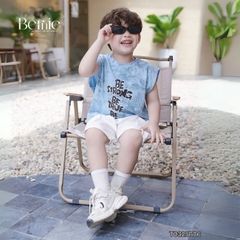 Set bộ tanktop cho bé trai áo thun họa tiết loang in chữ kèm quần short kaki size 9 đến 28kg BERNIE T0325B06