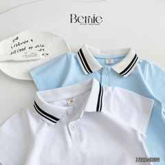 Bộ tay ngắn thun polo sọc kèm quần short trắng bé trai phong cách Hàn quốc size 1 tới 7 tuổi BERNIE