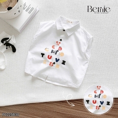 Set bộ tanktop cho bé trai áo sơ mi tanktop họa tiết hình in và chữ cute kèm quần short jean 9kg đến 28kg BERNIE P0225B30