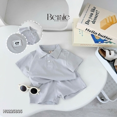 Set bộ polo thun cotton cho bé trai áo thun tay ngắn đính tag logo kèm quần short size 1 đến 7 tuổi BERNIE H0225B35