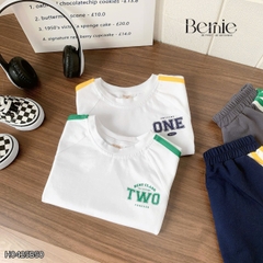 Set bộ thể thao tay raplang phối sọc viền màu kèm quần short cho bé trai size 9 tới 25kg BERNIE H0425B50
