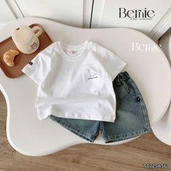 Áo thun cho bé trai tay ngắn phối túi ngực họa tiết khủng long size 9 tới 28kg BERNIE T0725A56