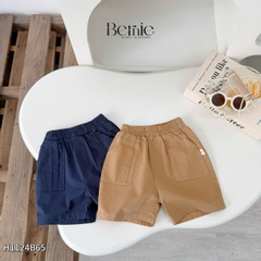  Set bộ sơ mi cổ trụ kẻ ngang phối túi viền kèm quần short kaki cho bé trai size 9 đến 28kg BERNIE H1124B65