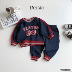 Set bộ dài thể thao chất thun cotton họa tiết hình in Player 88 kèm quần dài cho bé trai size 1 đến 7 tuổi BERNIE T0325B33