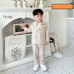 Set bộ vest dài tay 3 chi tiết Vest quần nơ cho bé trai phong cách hàn quốc đi tiệc đi chơi 1 đến 7 tuổi BERNIE T1123B015