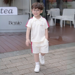 Set bộ polo cho bé trai áo thun tay ngắn họa tiết câụ bé kèm quần short size 1 đến 7 tuổi BERNIE T0725B60 