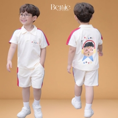 Set bộ polo cho bé trai áo thun tay ngắn họa tiết câụ bé kèm quần short size 1 đến 7 tuổi BERNIE T0725B60 