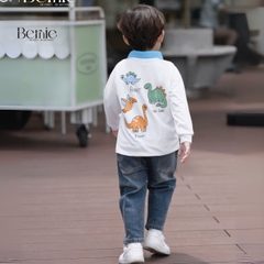 Áo thun áo polo tay dài họa tiết hình in Khủng long cho bé trai 1 đến 7 tuổi BERNIE H0425A51