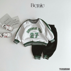 Set bộ dài thể thao unisex họa tiết hình in Double kèm quần dài cho bé trai bé gái size 9 tới 28kg BERNIE T0625B35