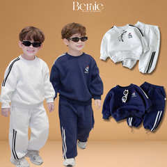 Set bộ dài thể thao phối sọc họa tiết hình thêu Hey boy kèm quần dài cho bé trai size 1 đến 7 tuổi BERNIE H0525B24