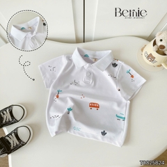 Set bộ polo cho bé trai áo polo tay ngắn họa tiết hình in kèm quần short kaki size 9 tới 28kg BERNIE T0825B24