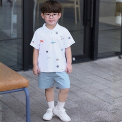 Set bộ polo cho bé trai áo polo tay ngắn họa tiết hình in kèm quần short kaki size 9 tới 28kg BERNIE T0825B24