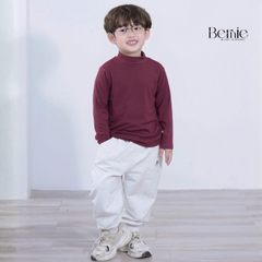 Áo giữ nhiệt cổ cao 3 phân dài tay basic màu trơn cho bé trai bé gái chất thun cotton 9 đến 28kg BERNIE T0725A45