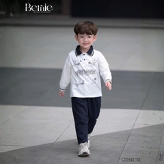 Set bộ polo bé trai dài tay áo polo cổ dệt họa tiết hình in kèm quần dài size 9 tới 25kg BERNIE H0725B65
