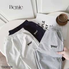 Quần dài quần nỉ da cá gấu bo chun họa tiết thêu chữ Yoo cho bé trai bé gái size 9 tới 25kg BERNIE T0925Q06