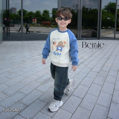 Áo thun Sweater Brit tay dài raplang phối màu họa tiết hoạt hình cho bé trai bé gái 1 đến 7 tuổi BERNIE T0625A07