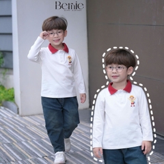 Set bộ polo tay dài áo polo cổ dệt họa tiết cậu bé kèm quần jean dài cho bé trai size 1 đến 7 tuổi BERNIE T0825B02