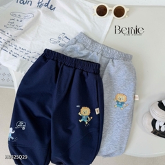 Quần dài quần nỉ da cá gấu bo chun họa tiết thêu chữ Yoo cho bé trai bé gái size 9 tới 25kg BERNIE T0925Q06