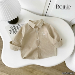 Áo sơ mi dài tay bé trai thêu khủng long phong cách hàn quốc chất thô hàn mềm mại BERNIE cho bé 8 đến 24kg