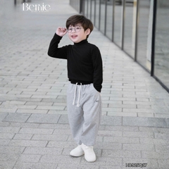  Quần dài quần da cá lưng thun phối màu bo chun họa tiết thêu chữ Hey cho bé trai bé gái size 9 tới 28kg BERNIE H0925Q37