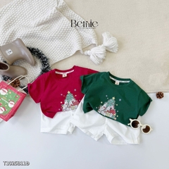 Set bộ cộc tay cho bé trai bé gái họa tiết giáng sinh noel Jinger bell đỏ xanh 9 đến 25kg T1025B11Đ