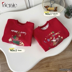Áo Noel màu đỏ áo thun Giáng sinh cho bé trai bé gái tay dài chất nỉ 2 da size 1 đến 7 tuổi BERNIE H1025A43