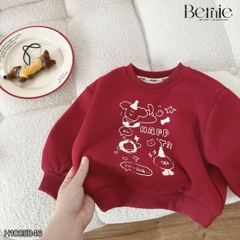 Set bộ nỉ dài tay màu đỏ họa tiết Happy Pup kèm quần dài kẻ ngang cho bé trai size 10 tới 27kg BERNIE H1025B46
