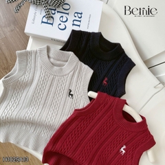 Áo gile len dệt unisex bé trai bé gái phối hình thêu Tuần lộc phong cách hàn quốc 1 đến 7 tuổi BERNIE H1025A13