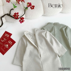 Set áo dài cách tân kèm quần cho bé trai chất lụa vân Thiên tử mặc Tết size 9 đến 25kg BERNIE H0925B11