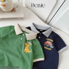 Set bộ polo tay ngắn họa tiết khủng long và ô tô kèm quần short đùi bé trai 9 tới 28kg BERNIE T0725B61