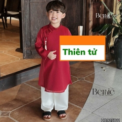 Set áo dài cách tân kèm quần cho bé trai chất lụa vân Thiên tử mặc Tết size 9 đến 25kg BERNIE H0925B11