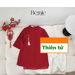 Set áo dài cách tân kèm quần cho bé trai chất lụa vân Thiên tử mặc Tết size 9 đến 25kg BERNIE H0925B11