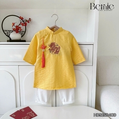 Set áo dài bé trai áo chất tafta tre thêu rồng phối khánh kèm quần dài kaki size 9 đến 25kg BERNIE H0925B40Đ