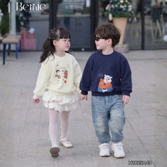 Áo thun áo nỉ lót lông tay dài họa tiết nghộ nghĩnh nhiều màu cho bé trai bé gái size 11 tới 28kg BERNIE H1025A49