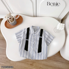 Set sơ mi sọc dây đai Urban bé trai phong cách công tử quần short BERNIE T1025B36Đ