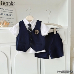 Set vest gile đồng phục đôi học sinh phong cách hàn quốc cho bé trai bé gái kèm cà vạt size 9 tới 28kg BERNIE H1125B25