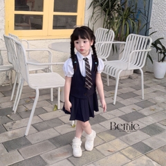 Set vest gile đồng phục đôi học sinh phong cách hàn quốc cho bé trai bé gái kèm cà vạt size 9 tới 28kg BERNIE H1125B25