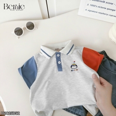 Set bộ polo tay ngắn họa tiết thêu Birthday Bernie cho bé trai kèm quần short jean size 9 tới 28kg BERNIE H1025B52