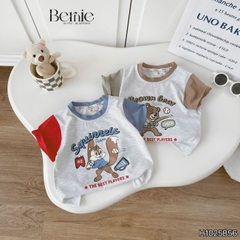 Set bộ tay ngắn phối màu họa tiết Sóc và Gấu kèm quần short kaki cho bé trai 9 tới 28kg BERNIE H1025B56