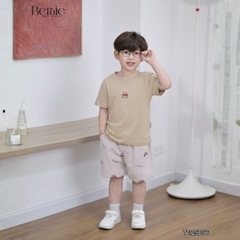 Set bộ tay ngắn họa tiết thêu Let's play kèm quần short nỉ chân cua cho bé trai size 9 tới 28kg BERNIE T1125B56