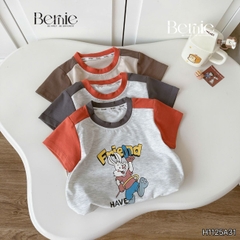 Áo thun cho bé trai tay ngắn phối màu họa tiết hoạt hình Happy size 9 tới 28kg BERNIE H1125A31