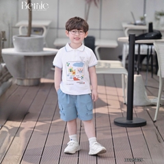 Set bộ polo tay ngắn cho bé trai họa tiết Baby Cloud kèm quần short size 9 tới 28kg BERNIE H1125B39