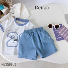Set bộ tay ngắn cho bé trai họa tiết Best friend 28 kèm quần short kaki size 9 tới 28kg BERNIE H1125B44