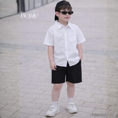 Áo sơ mi tay ngắn Basic nhiều màu unisex cho bé trai bé gái size 9kg tới 25kg BERNIE H1125A49Đ