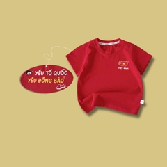 Áo thun áo Cờ đỏ sao vàng Việt Nam chất cotton tay ngắn unisex cho bé trai bé gái size 9 tới 28kg BERNIE H0226A24Đ