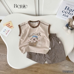 Set bộ tanktop áo thun họa tiết Poppy năng động kèm quần short cho bé trai  size 9 đến 25kg BERNIE T1125B06