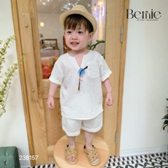 Set bộ sơ mi tơ đũi ngắn tay cho bé trai đi biển kèm quần BERNIE 23B157