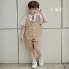 Set vest gile HOÀNG TỬ cúc trắng 5CT cho bé trai thôi nôi sinh nhật đi tiệc 1 đến 7 tuổi BERNIE H0625B11
